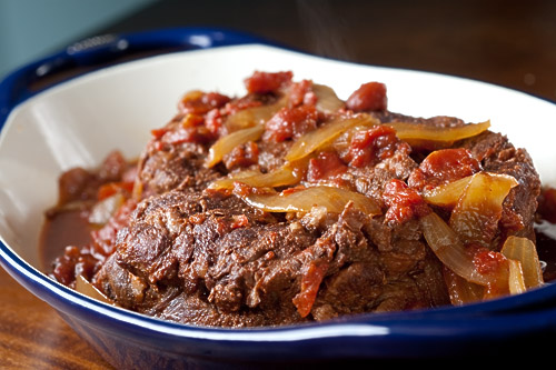 Roast Beef with Slow-cooked Tomatoes and Garlic