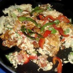 Cheese-Eggs with bacon and peppers